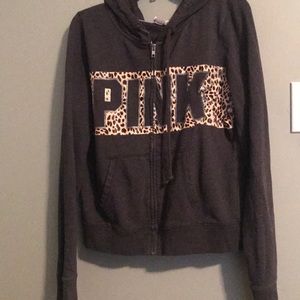 PINK cheetah print zip up jacket